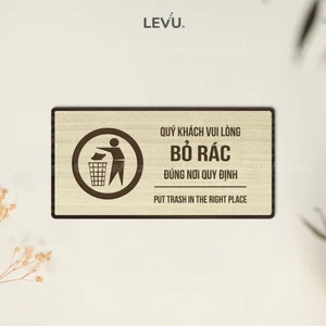 Bảng gỗ thông báo vui lòng bỏ rác đúng nơi quy định BG109 trang trí nhà cửa