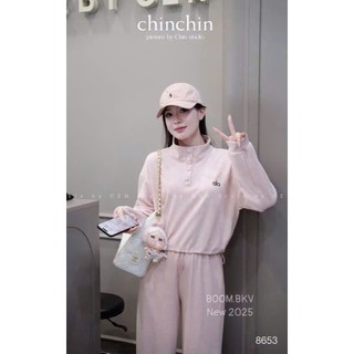 Set Bộ Đồ Nữ Len Lông Thỏ Thêu Alo Áo Cổ Trụ CÚC BỌC Dây Rút Gấu Áo Mix Quần Dài Ống Rộng Dây Rút Gấu