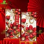 Combo10 Bao Lì Xì Truyền Thống BỐ KHỦNG LONG Hoa Lá Phú Qúy Cát Tường Tết Đỏ Chất Liệu Cao Cấp