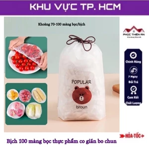 Bịch 100 màng bọc thực phẩm, túi bọc thực phẩm nilong bo chun co giãn, tái sử dụng