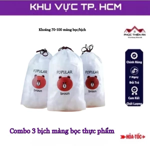 Combo 3 Bịch màng bọc thực phẩm, túi bọc thực phẩm nilon bo chun co giãn, tái sử dụng