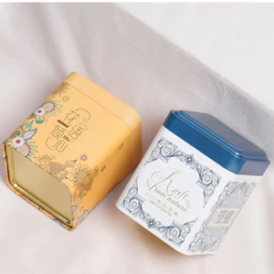 Lon trà nhỏ ( 8x8x6cm ) đựng trà 50g mẫu họa tiết mùa xuân chất liệu thiếc cao cấp