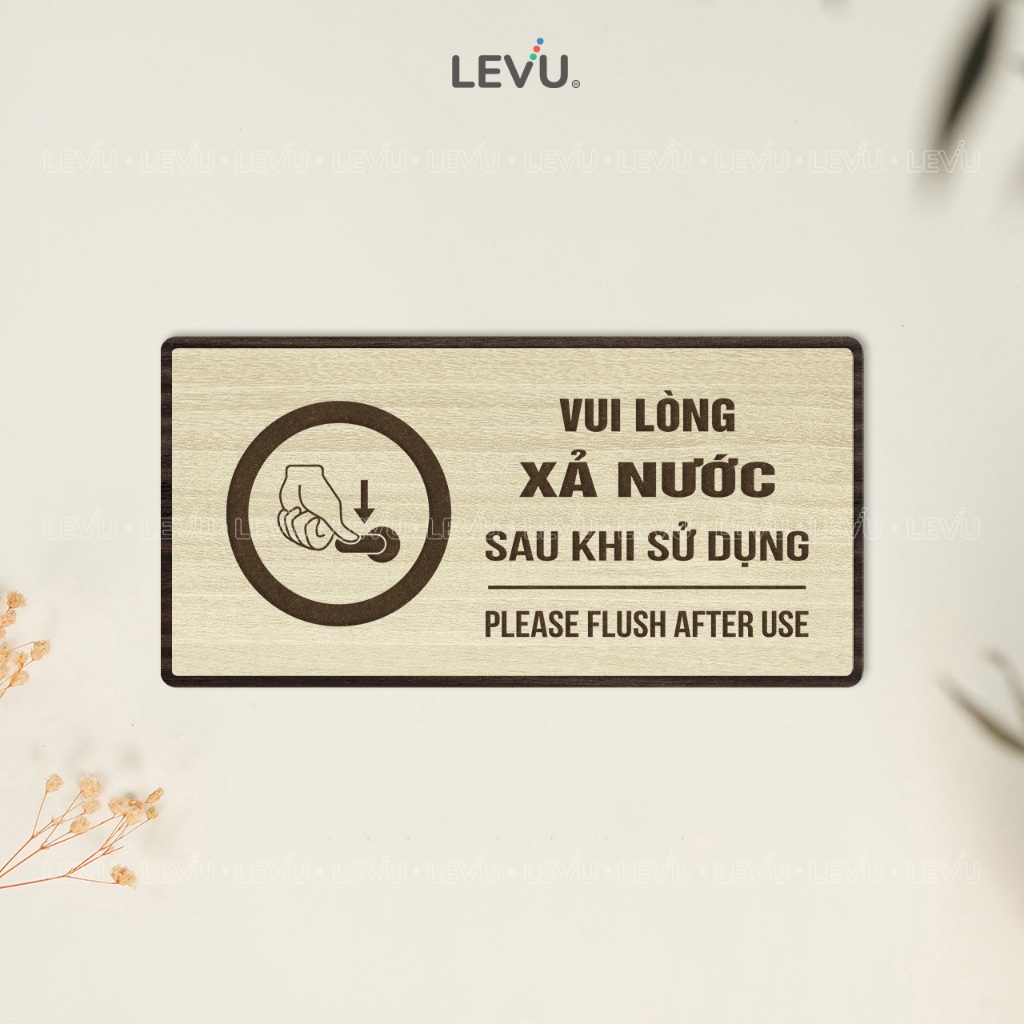 Bảng gỗ thông báo vui lòng xả nước sau khi sử dụng BG113 trang trí giữ sạch nhà vệ sinh