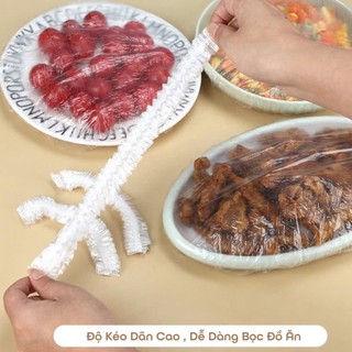 [Combo] Bịch 100 màng bọc thực phẩm, túi bọc thực phẩm nilon bo chun co giãn, tái sử dụng