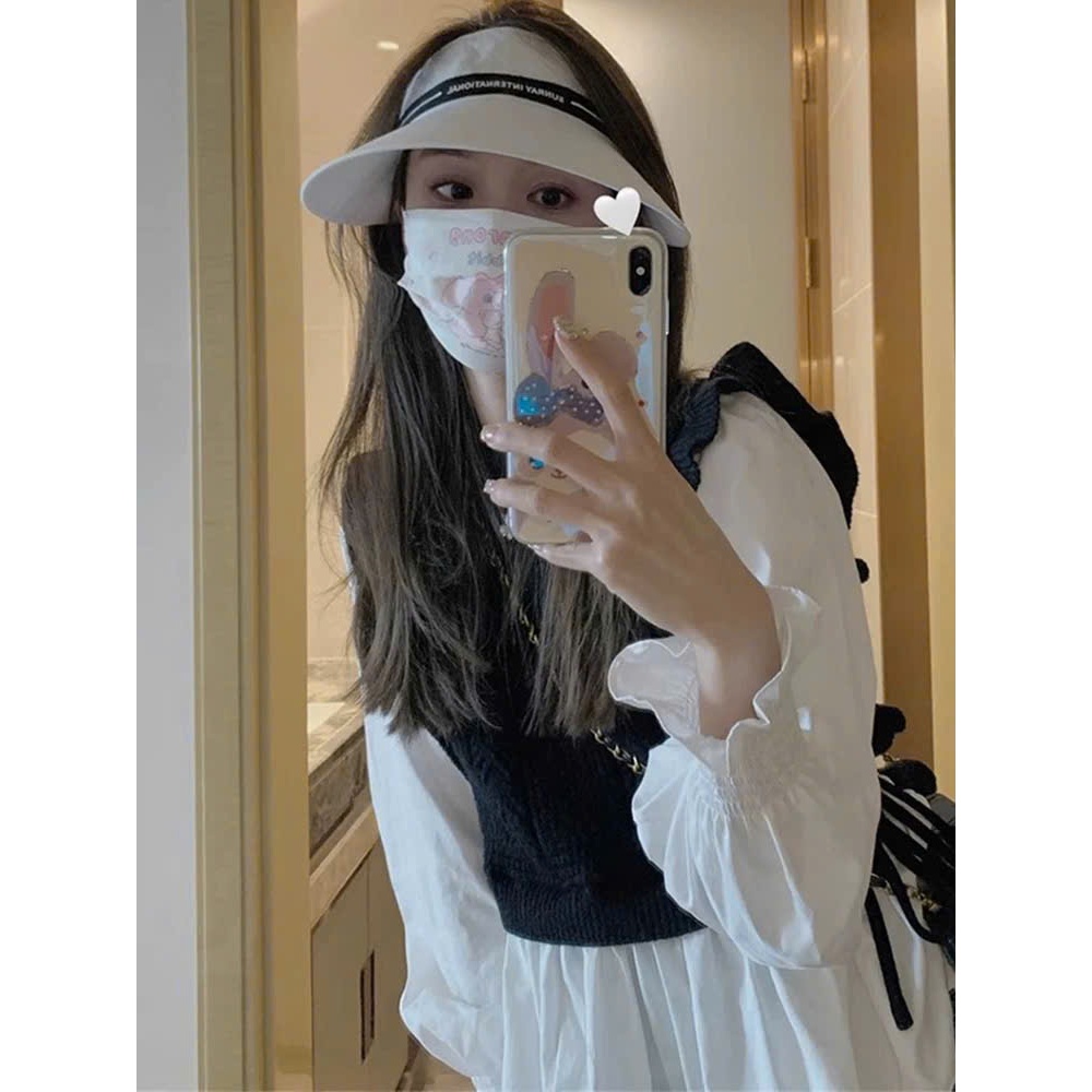 Áo Sơ Mi Tiểu Thư Dáng Babydoll Tay Bồng Phối Bèo Xinh Xắn Chất Vải Cotton Thôi Phối Nỉ Gân SM40