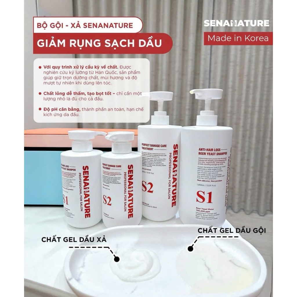 Cặp dầu gội xả senanature anti-hair loss beer yeast shampoo 500ml/1L - hạn 2028 Hàn Quốc  IS102