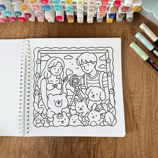 Tranh Tô Màu Sweet Couple Days 36 Tranh, Giấy dày 200gsm Quyển A4 A5, Phù Hợp Màu Marker, Acrylic, Chì Màu, Sáp Màu