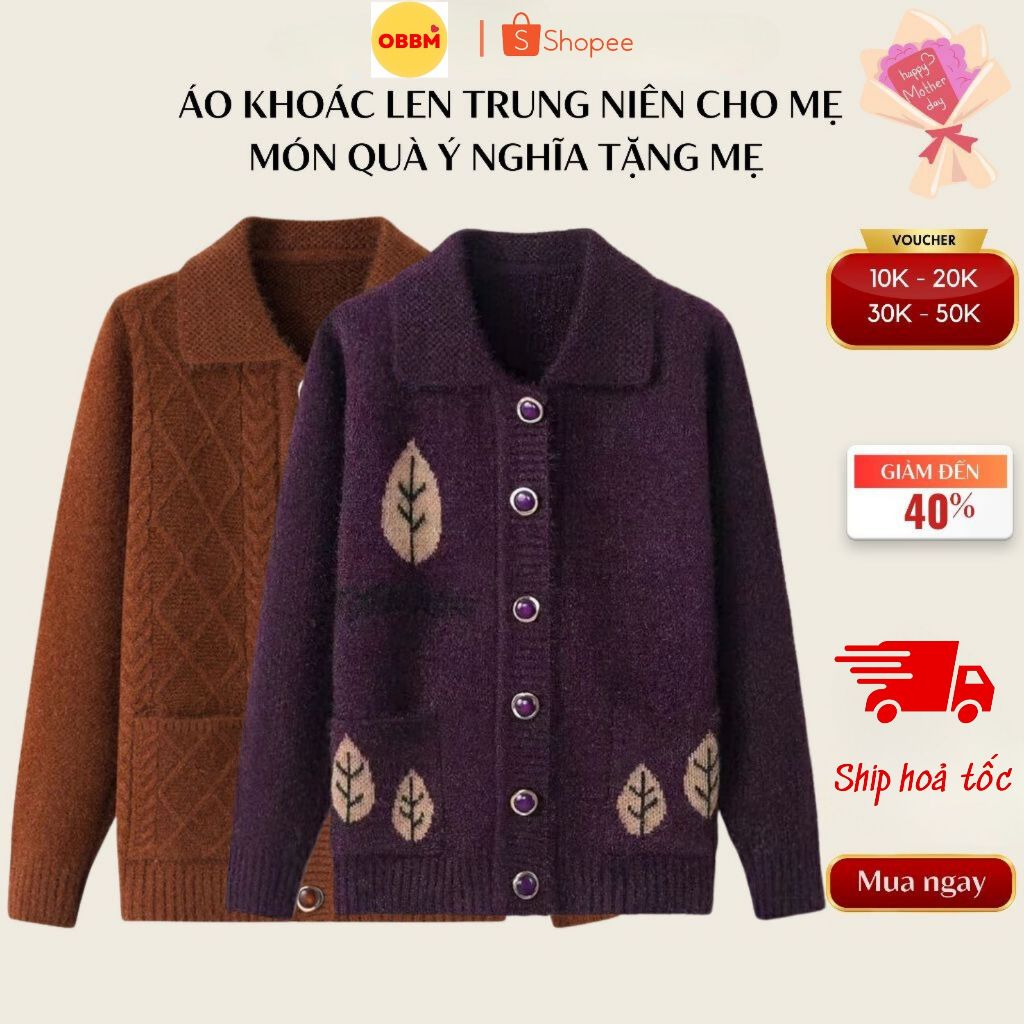 Áo khoác len người già OBBM cài cúc mềm mịn cực ấm , khoác len | Shopee ...