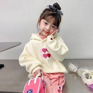 áO Hoodie Nữ ÁO Hoodie Bé GáI MàU HồNg In HìNh TráI Tim NhiềU MàU ThiếT Kế Dễ ThươNg Hoodie HồNg