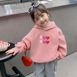 áO Hoodie Nữ ÁO Hoodie Bé GáI MàU HồNg In HìNh TráI Tim NhiềU MàU ThiếT Kế Dễ ThươNg Hoodie HồNg