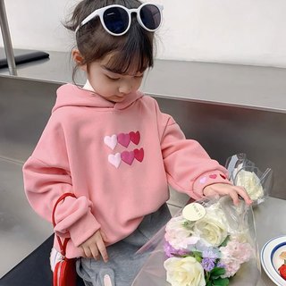 áO Hoodie Nữ ÁO Hoodie Bé GáI MàU HồNg In HìNh TráI Tim NhiềU MàU ThiếT Kế Dễ ThươNg Hoodie HồNg