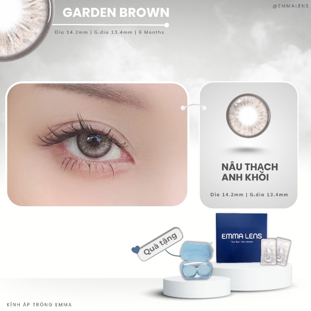 Kính Áp Tròng Garden Brown | Lens Nâu Tây Giãn Nhẹ | Emma Lens