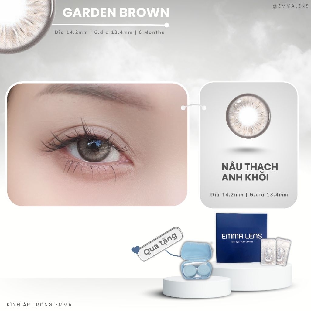 Kính Áp Tròng Garden Brown | Lens Nâu Tây Giãn Nhẹ | Emma Lens