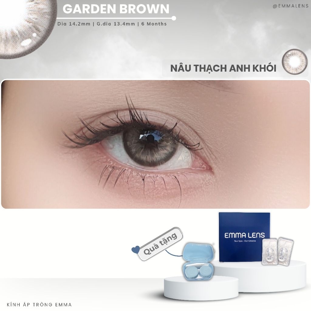 Kính Áp Tròng Garden Brown | Lens Nâu Tây Giãn Nhẹ | Emma Lens