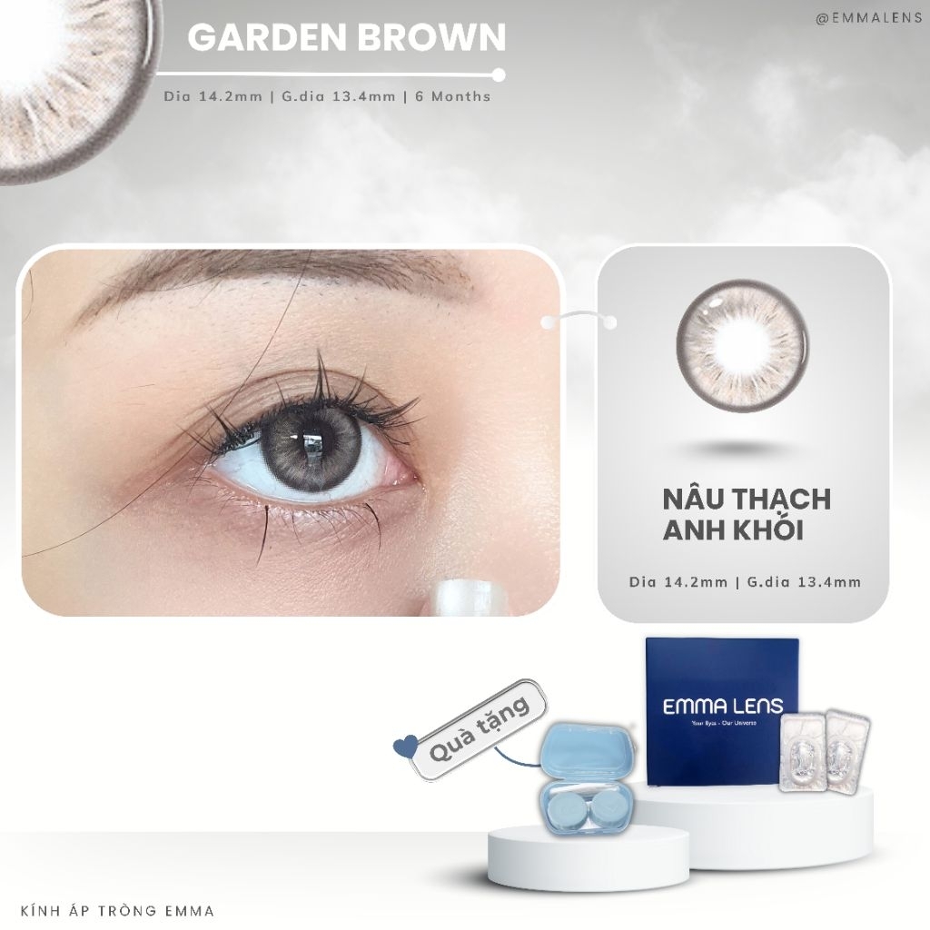 Kính Áp Tròng Garden Brown | Lens Nâu Tây Giãn Nhẹ | Emma Lens