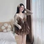 Set bộ 3 món, set hè áo trong Voan Tơ kèm áo yếm ngoài phối chân váy bí hai lớp Dù Gió Nhăn ngắn
