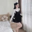 Set bộ 3 món, set hè áo trong Voan Tơ kèm áo yếm ngoài phối chân váy bí hai lớp Dù Gió Nhăn ngắn