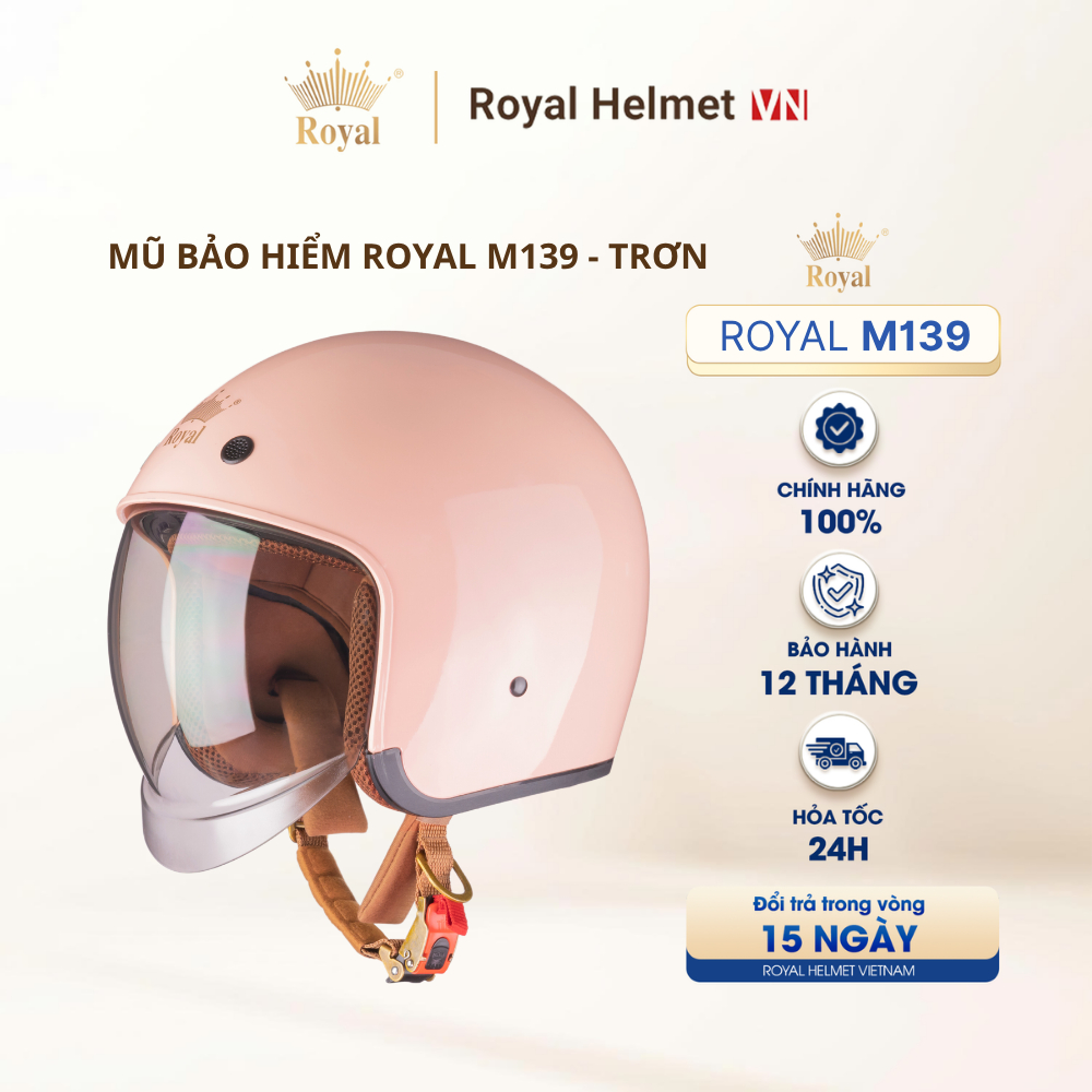 Mũ Bảo Hiểm 3/4 Royal M139 Chính Hãng Có Kính Âm Dài Chắn Gió Chính Hãng, Mũ Bảo Hiểm Royal Đi Xe Máy Kính Chống UV