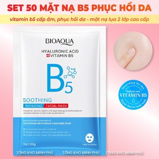 Mặt Nạ B5 Bioaqua Phục Hồi Da Hư Tổn Da Mỏng Yếu, Dưỡng Ẩm Dịu Da Trắng Da Sỉ Combo 50 Miếng Mask Giấy Vitamin