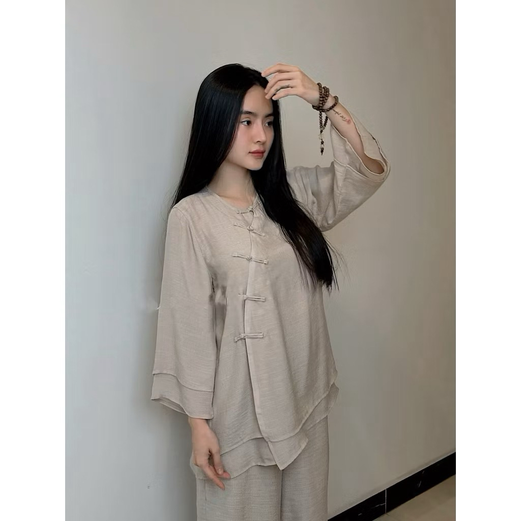 Bộ Pháp Phục Xô Lien Nút Tàu 2 Lớp - Bộ Pháp Phục Truyền Thống | Đồ Lam An Nhiên