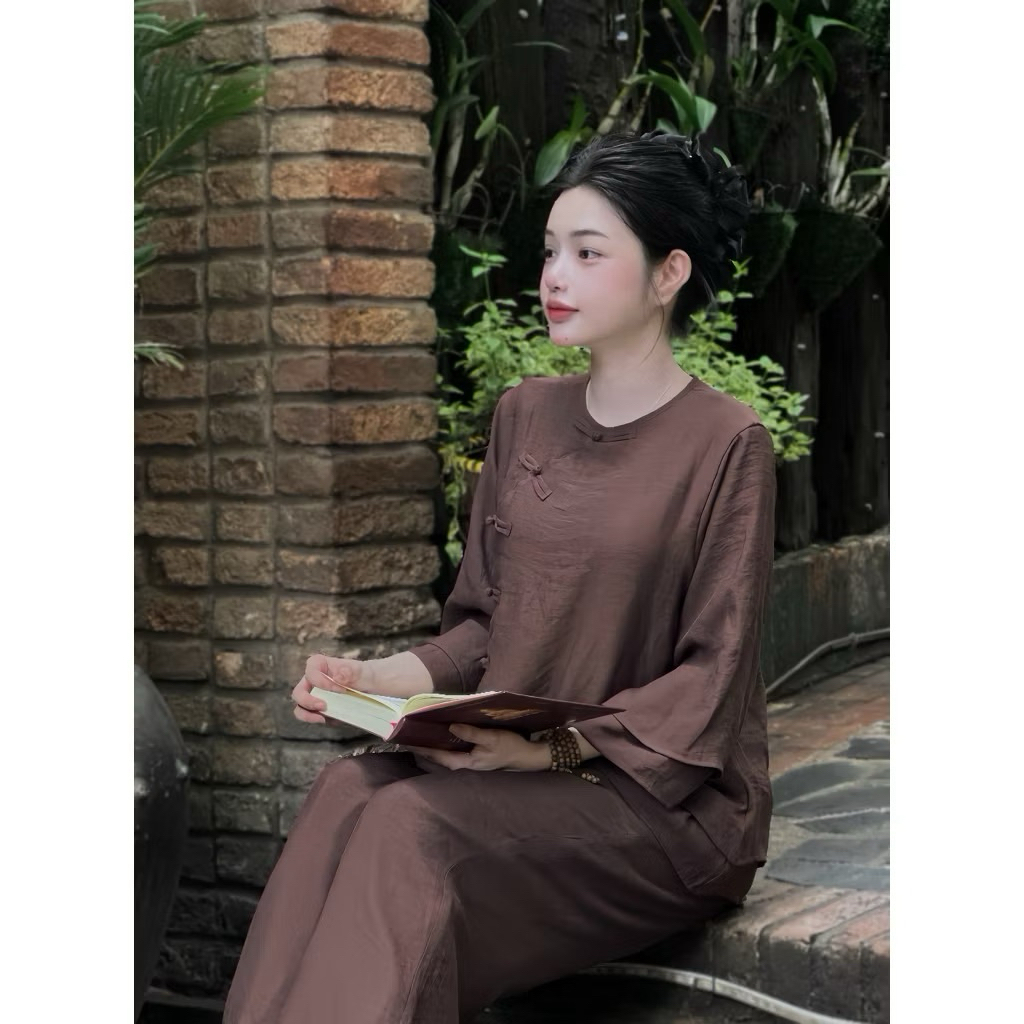 Bộ Pháp Phục Xô Lien Nút Tàu 2 Lớp - Bộ Pháp Phục Truyền Thống | Đồ Lam An Nhiên