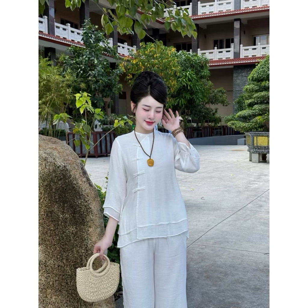 Bộ Pháp Phục Xô Lien Nút Tàu 2 Lớp - Bộ Pháp Phục Truyền Thống | Đồ Lam An Nhiên
