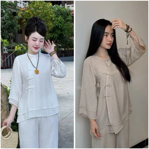 Bộ Pháp Phục Xô Lien Nút Tàu 2 Lớp - Bộ Pháp Phục Truyền Thống | Đồ Lam An Nhiên