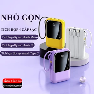 Pin dự phòng 20000mAh Dung lượng lớn 20w Bộ sạc nhanh tích hợp 4 dây sạc nhanh