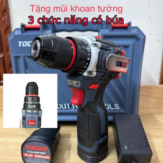 Máy Khoan Pin 16,8v tocod Đầu Kẹp 10mm (Bao Gồm 2 Pin + 1 Sạc) Động Cơ Không Chổi Than
