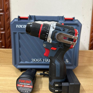 Máy Khoan Pin 16,8v tocod Đầu Kẹp 10mm (Bao Gồm 2 Pin + 1 Sạc) Động Cơ Không Chổi Than