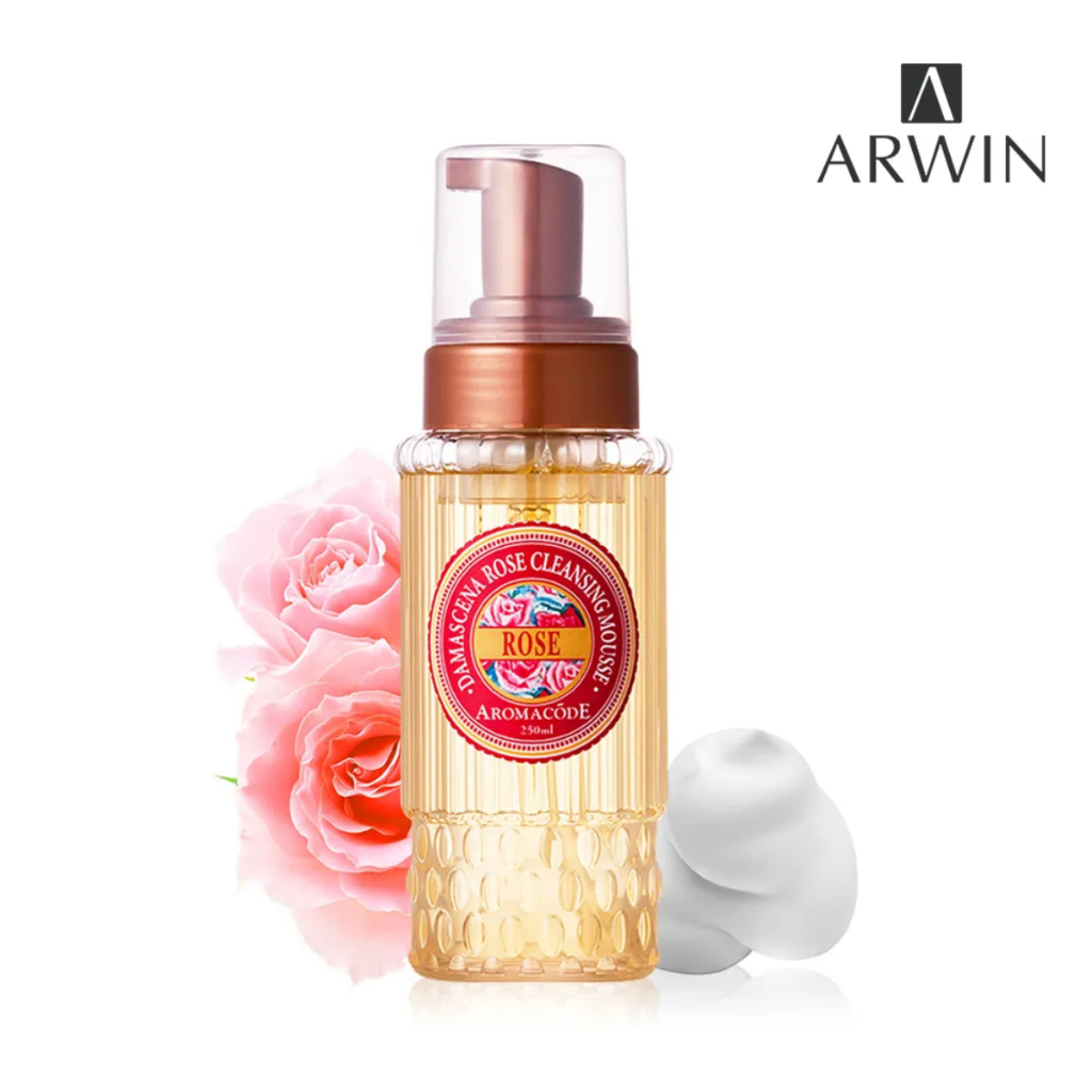 Bọt rửa mặt và tẩy trang ARWIN chiết xuất hoa hồng Damascena Rose Whitening Cleansing Mousse 250ml