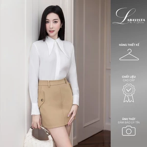 LABAVISTA Chân váy ngắn dáng A vải kaki phong cách trẻ trung 2 túi cách điệu