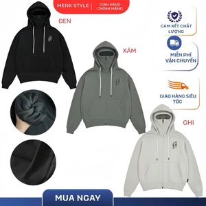 Áo Nỉ Hoodie Cao Cấp Khóa Kéo 2 Mũ Form Rộng Unisex Phong Cách Streetwear Hot Trend,Chống nắng tốt