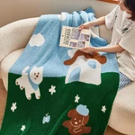 Chăn dệt kim nửa lông cừu Luo Lai Dream Girl Heart – dễ thương, ấm áp, dùng cho sofa, phòng khách, điều hòa, trẻ em — ảnh 5