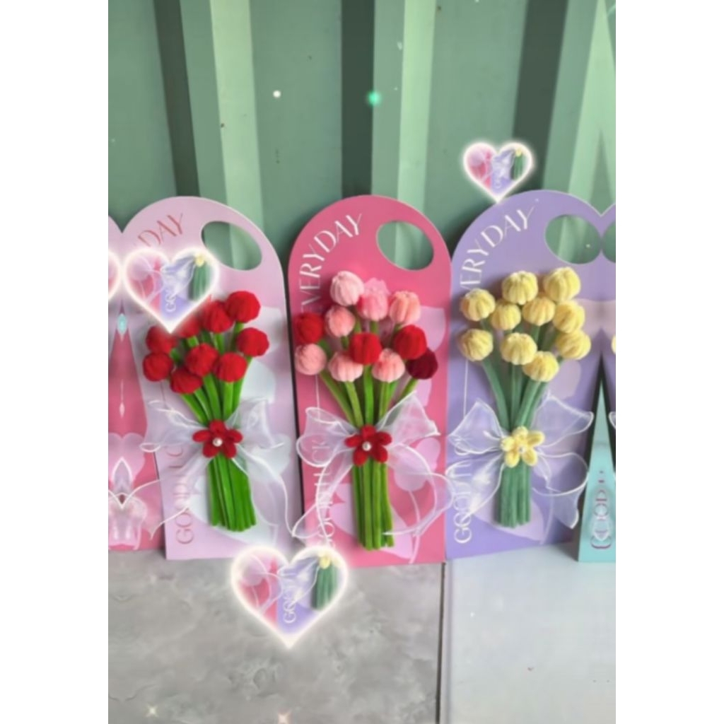 Thiệp hoa tulip kẽm nhung quà tặng xinh xắn