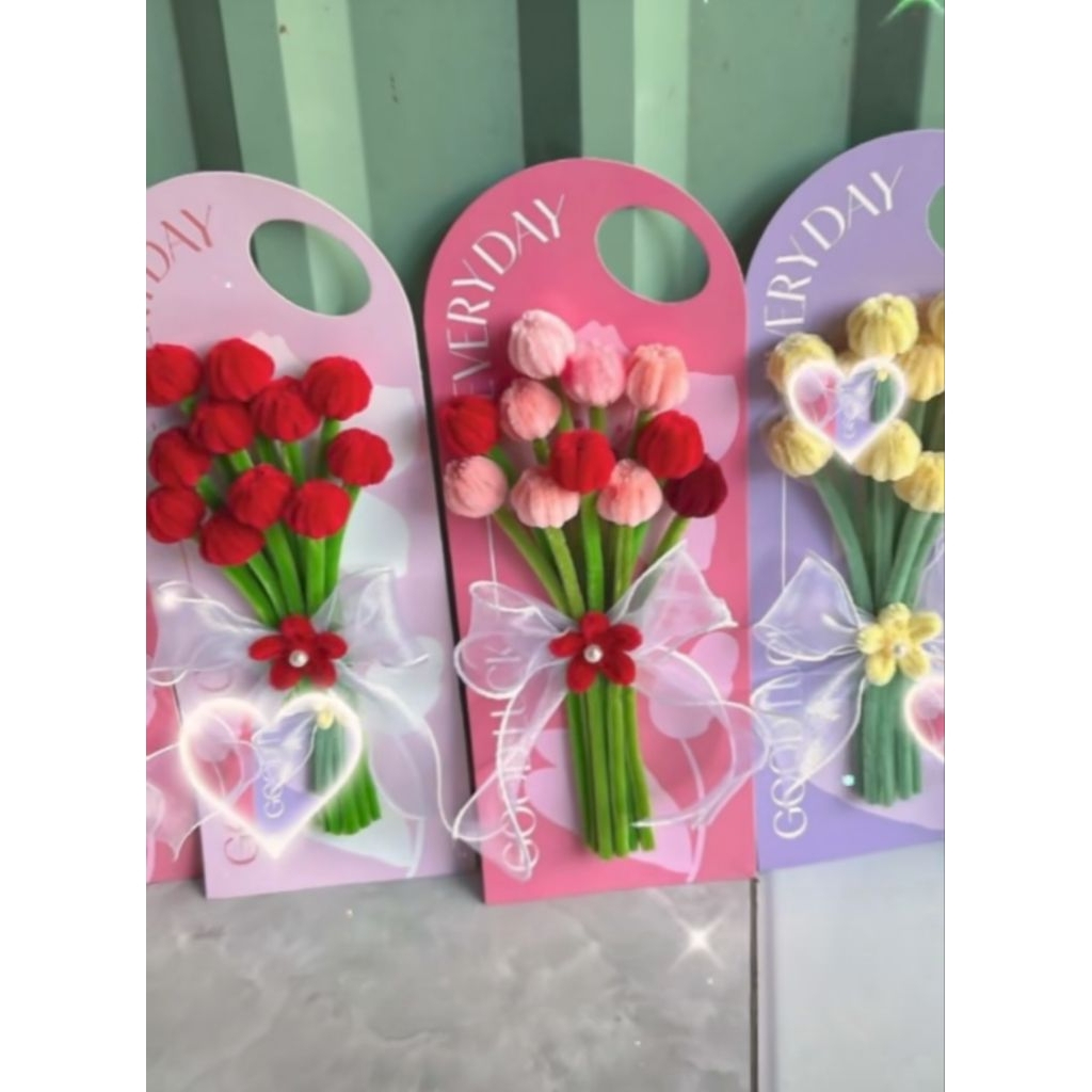 Thiệp hoa tulip kẽm nhung quà tặng xinh xắn