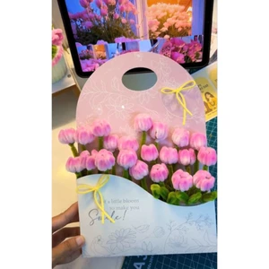 Thiệp hoa tulip kẽm nhung quà tặng xinh xắn