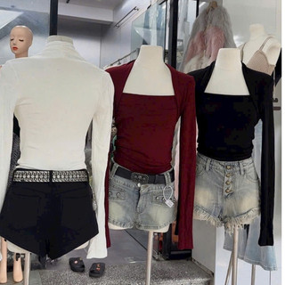 Áo Dài Tay Cổ U Dáng New Thời Thượng Ôm BODY Chất Mềm Dãn Siêu Đẹp