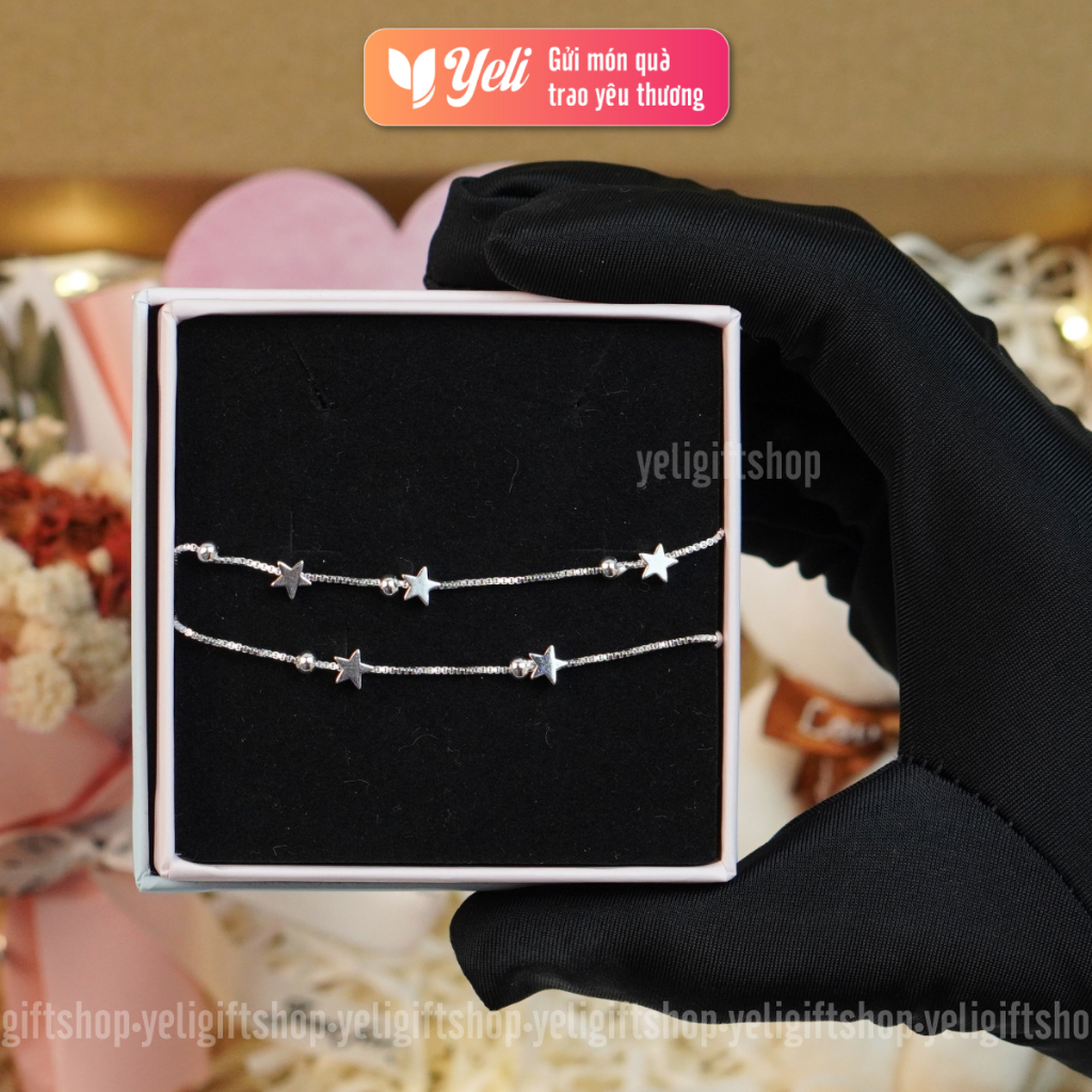 Set quà vòng tay và hoa gấu tặng bạn gái, Set quà tặng người yêu, bạn thân, Hộp quà trang sức hoa gấu Yeli Shop