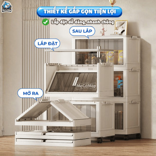 Tủ Nhựa Gấp Gọn 3/4/5 Tầng Cao Cấp, Tủ Để Đồ Đa Năng Cửa Trong Suốt Có Bánh Xe Tiện Lợi, Tháo Lắp Dễ Dàng HC20
