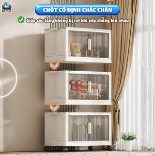 Tủ Nhựa Gấp Gọn 3/4/5 Tầng Cao Cấp, Tủ Để Đồ Đa Năng Cửa Trong Suốt Có Bánh Xe Tiện Lợi, Tháo Lắp Dễ Dàng HC20