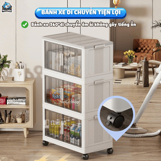Tủ Nhựa Gấp Gọn 3/4/5 Tầng Cao Cấp, Tủ Để Đồ Đa Năng Cửa Trong Suốt Có Bánh Xe Tiện Lợi, Tháo Lắp Dễ Dàng HC20