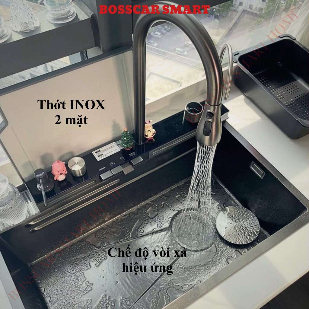 Chậu Rửa Bát Thông Minh 5 Phím Đàn, Đa Tính Năng Sử Dụng Đèn LED Hiển Thị Nhiệt Độ.