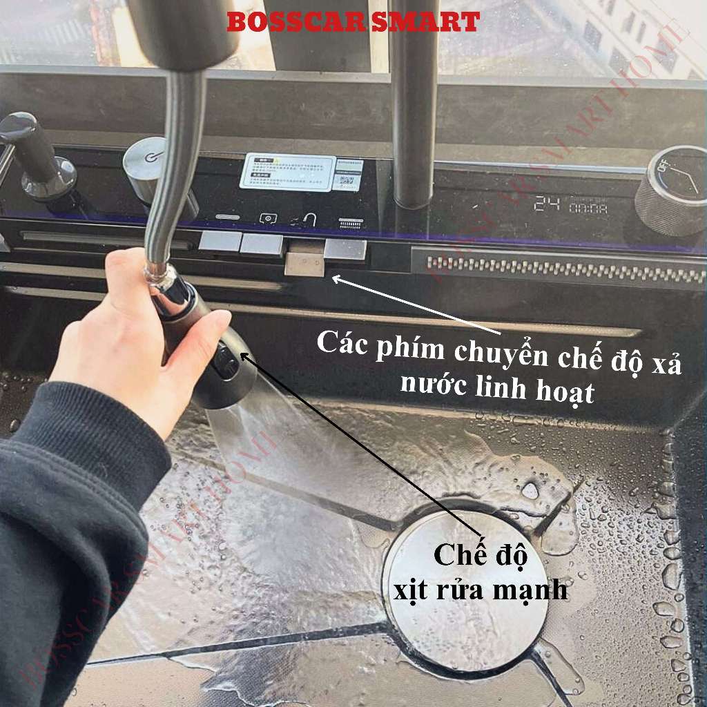 Chậu Rửa Bát Thông Minh 5 Phím Đàn, Đa Tính Năng Sử Dụng Đèn LED Hiển Thị Nhiệt Độ.