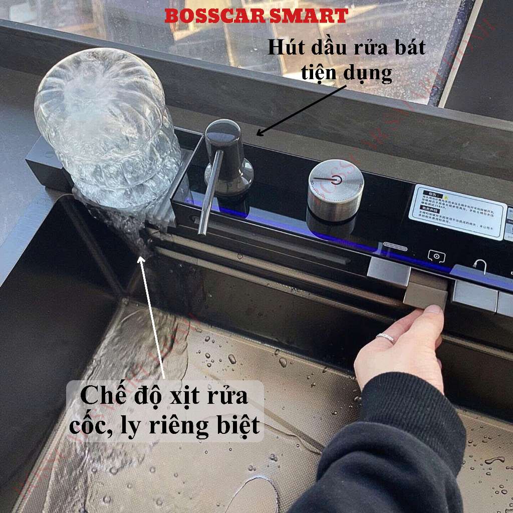 Chậu Rửa Bát Thông Minh 5 Phím Đàn, Đa Tính Năng Sử Dụng Đèn LED Hiển Thị Nhiệt Độ.
