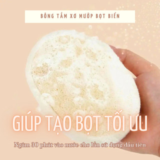 [Tự Nhiên] Bông Tắm Xơ Mướp Cao Cấp Có Đệm Bọt Biển Tạo Bọt – Làm Sạch & Tẩy Da Chết Dịu Nhẹ - Mono Routine