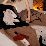 Chăn đan nửa lông fleece LUO LAI hoạt hình dễ thương, ấm áp thu đông, phủ sofa decor, đắp điều hòa, văn phòng — ảnh 3