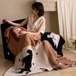 Chăn đan nửa lông fleece LUO LAI hoạt hình dễ thương, ấm áp thu đông, phủ sofa decor, đắp điều hòa, văn phòng — ảnh 4