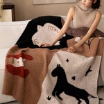 Chăn đan nửa lông fleece LUO LAI hoạt hình dễ thương, ấm áp thu đông, phủ sofa decor, đắp điều hòa, văn phòng — ảnh 1