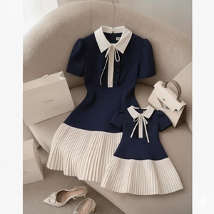 Set Váy Đôi mẹ bé Navy – Thanh Lịch Chuẩn Tiểu Thư